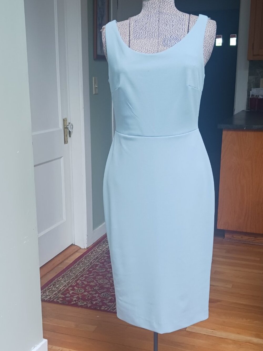 Betsey Johnson Scuba Crepe Sleeveless Midi Dress-Light Blue